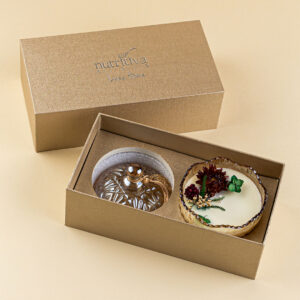 Set Vela Decorativa Con Caja Dorada Nutritiva Linea Home